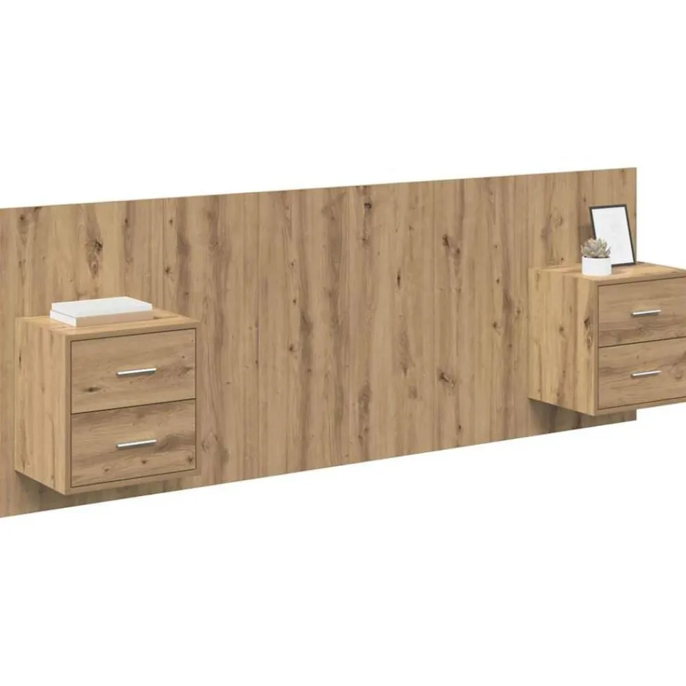 vidaXL Tête de lit avec armoire avec tiroir 3 pcs Chêne artisanal