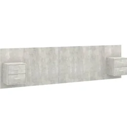 Lits & Accessoires-vidaXL Tête de lit avec armoires Bois d'ingénierie Gris béton