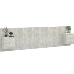Lits & Accessoires-vidaXL Tête de lit avec armoires Bois d'ingénierie Gris béton