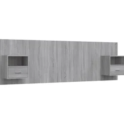 Lits & Accessoires-vidaXL Tête de lit avec armoires Bois d'ingénierie Sonoma gris