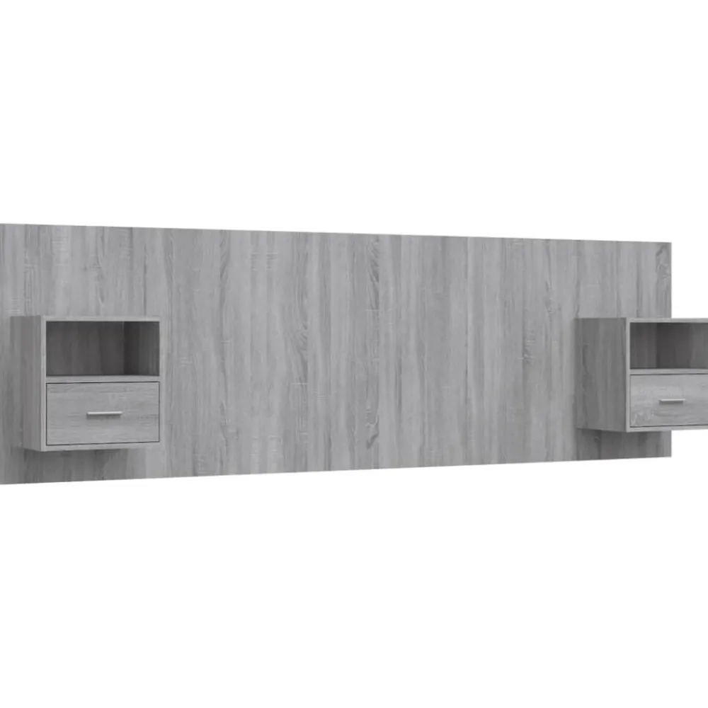 Lits & Accessoires-vidaXL Tête de lit avec armoires Bois d'ingénierie Sonoma gris
