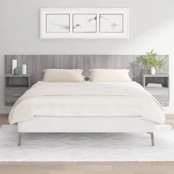 Lits & Accessoires-vidaXL Tête de lit avec armoires Bois d'ingénierie Sonoma gris