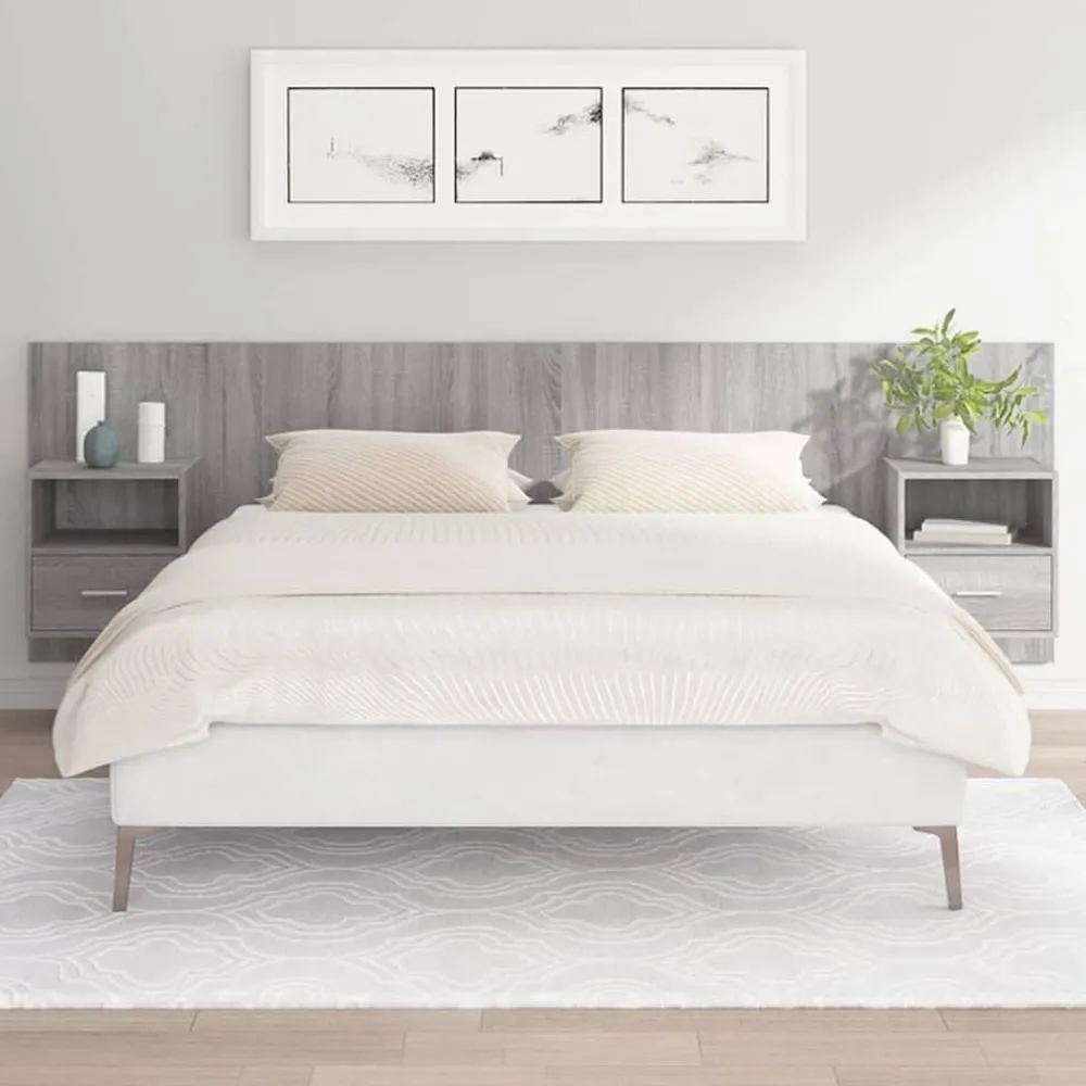 Lits & Accessoires-vidaXL Tête de lit avec armoires Bois d'ingénierie Sonoma gris