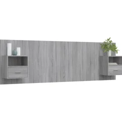Lits & Accessoires-vidaXL Tête de lit avec armoires Bois d'ingénierie Sonoma gris