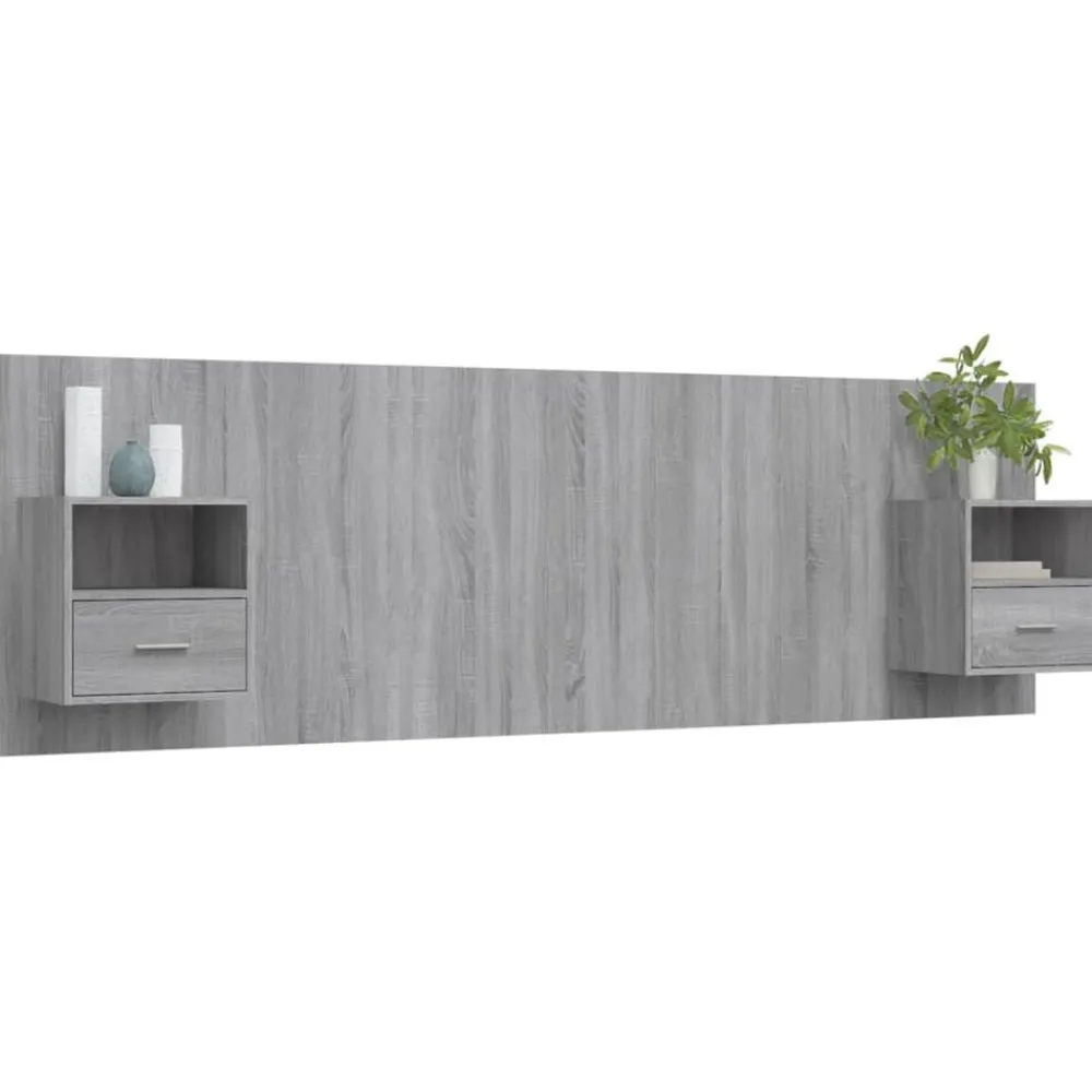 Lits & Accessoires-vidaXL Tête de lit avec armoires Bois d'ingénierie Sonoma gris