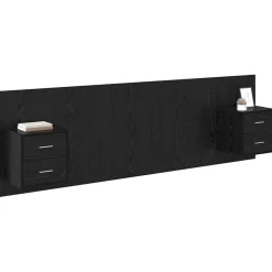 Lits & Accessoires-vidaXL Tête de lit avec armoire 3 pcs Chêne noir Bois d'ingénierie Chêne noir