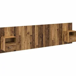 Lits & Accessoires-vidaXL Tête de lit avec armoire 3 pcs Bois d'ingénierie Bois ancien