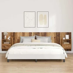 Lits & Accessoires-vidaXL Tête de lit avec armoire 3 pcs Bois d'ingénierie Bois ancien
