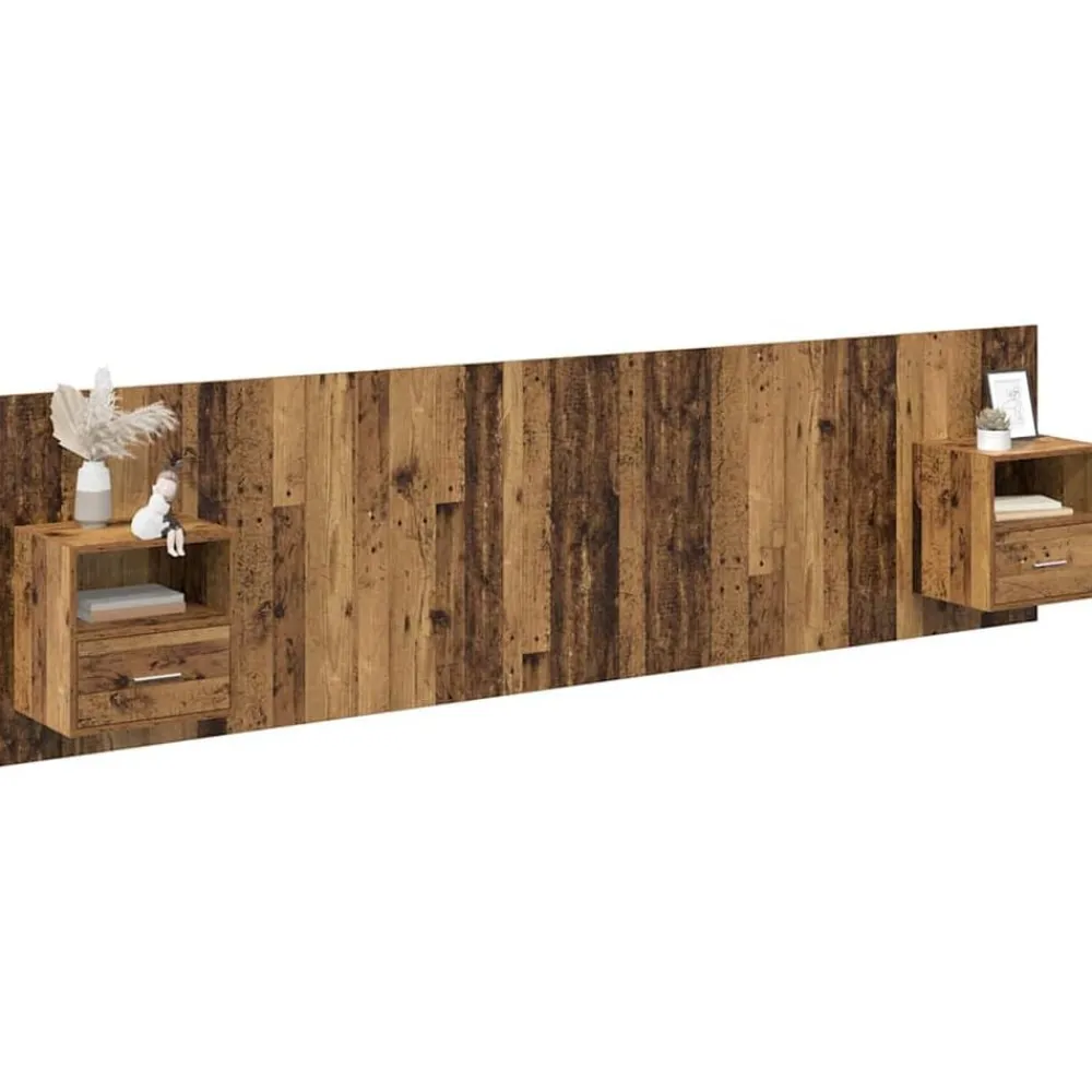 Lits & Accessoires-vidaXL Tête de lit avec armoire 3 pcs Bois d'ingénierie Bois ancien