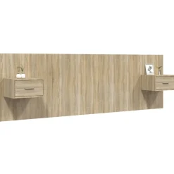 Lits & Accessoires-vidaXL Tête de lit avec armoires Chêne sonoma Bois d'ingénierie Chêne sonoma