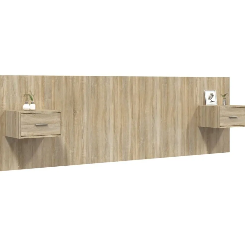 Lits & Accessoires-vidaXL Tête de lit avec armoires Chêne sonoma Bois d'ingénierie Chêne sonoma