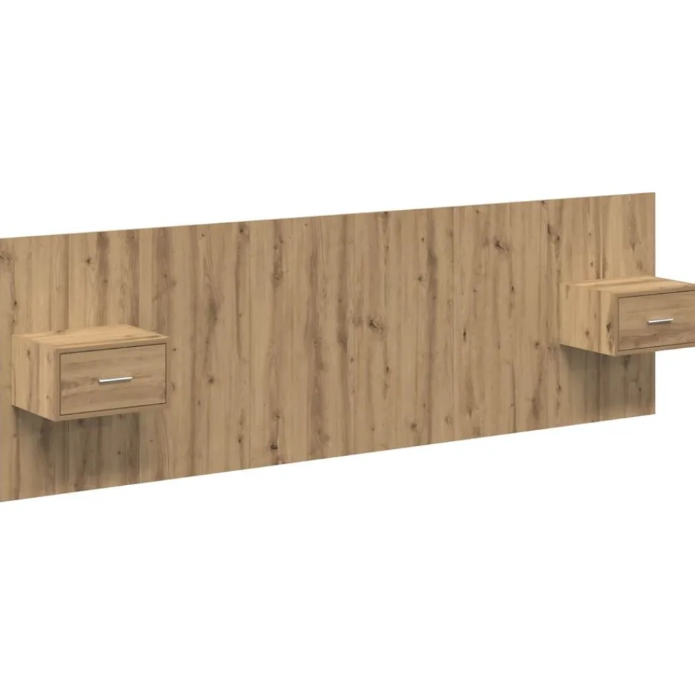 Lits & Accessoires-vidaXL Tête de lit avec armoire avec tiroir 3 pcs Chêne artisanal chêne artisanal
