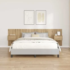 Lits & Accessoires-vidaXL Tête de lit avec armoire avec tiroir 3 pcs Chêne artisanal ch&ecirc;ne artisanal