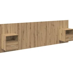Lits & Accessoires-vidaXL Tête de lit avec armoire avec tiroir 3 pcs Chêne artisanal chêne artisanal