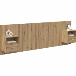 Lits & Accessoires-vidaXL Tête de lit avec armoire avec tiroir 3 pcs Chêne artisanal ch&ecirc;ne artisanal