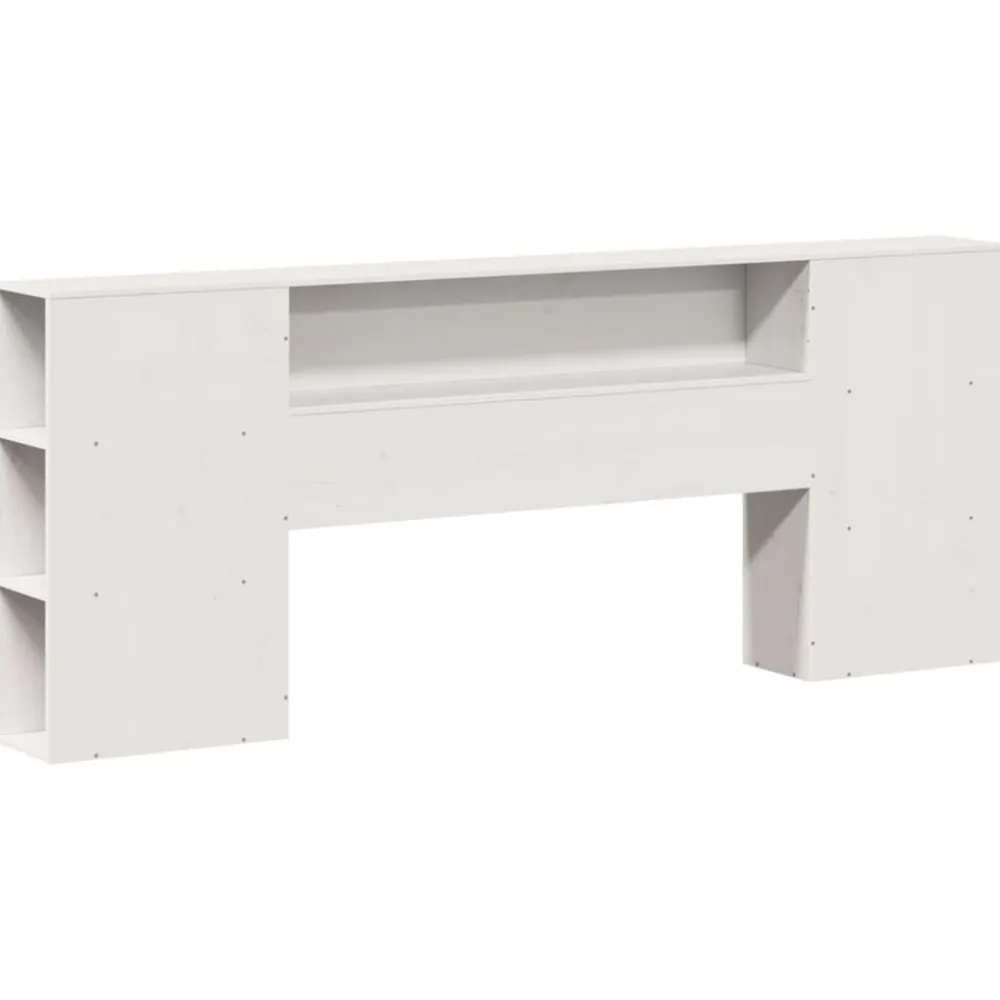 Lits & Accessoires-vidaXL Tête de lit avec rangement 200 cm bois massif de pin Blanc