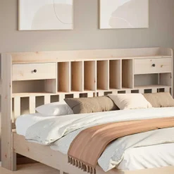 Lits & Accessoires-vidaXL Tête de lit avec rangement 180 cm bois massif de pin Naturel