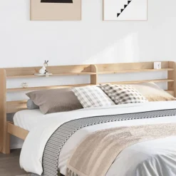 Lits & Accessoires-vidaXL Tête de lit avec étagères 200 cm bois massif de pin Naturel