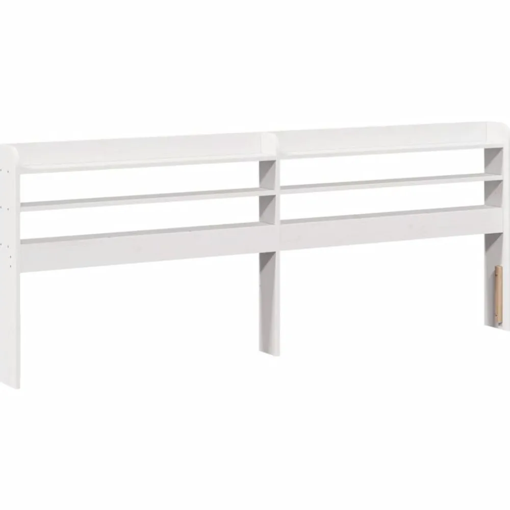 Lits & Accessoires-vidaXL Tête de lit avec étagères 200 cm bois massif de pin Blanc
