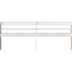 Lits & Accessoires-vidaXL Tête de lit avec étagères 200 cm bois massif de pin Blanc