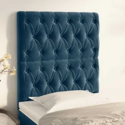 Lits & Accessoires-vidaXL Tête de lit 80x7x118/128 cm Velours Bleu foncé