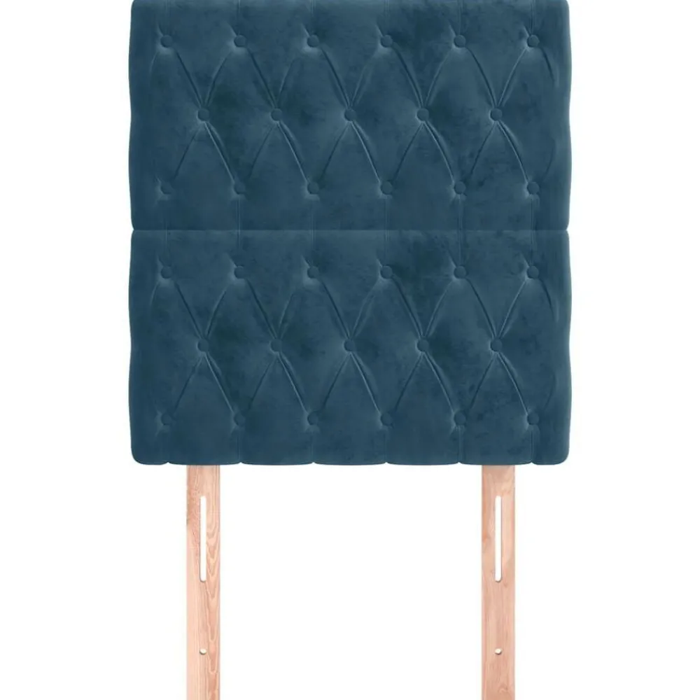 Lits & Accessoires-vidaXL Tête de lit 80x7x118/128 cm Velours Bleu foncé