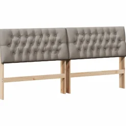 Lits & Accessoires-vidaXL Tête de lit capitonnée Taupe 200 cm Pin massif Marron et taupe