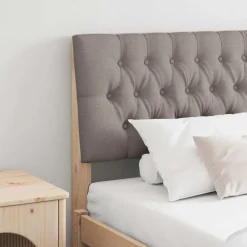 Lits & Accessoires-vidaXL Tête de lit capitonnée Taupe 200 cm Pin massif Marron et taupe