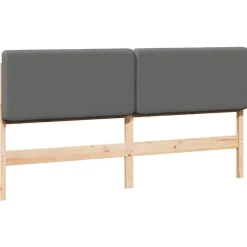 Lits & Accessoires-vidaXL Tête de lit capitonnée 200 cm Pin massif Marron et gris clair
