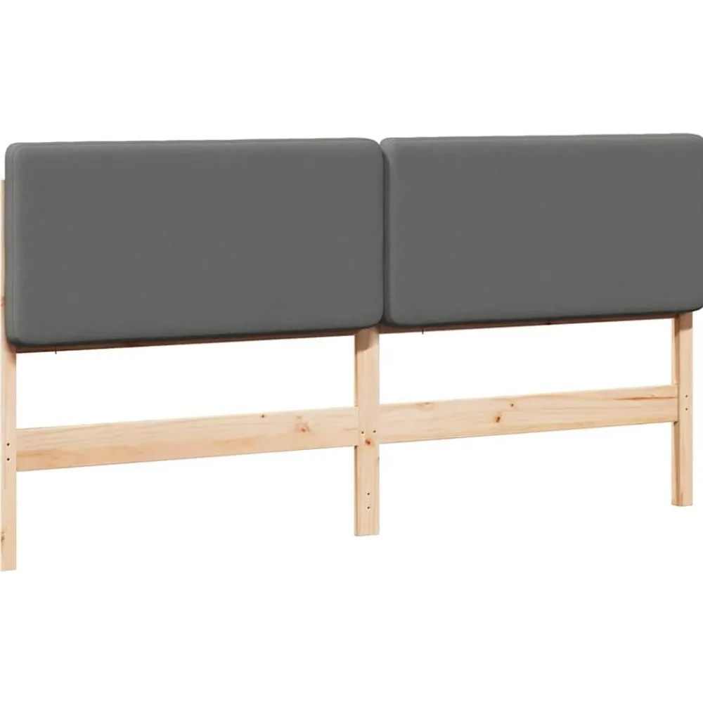 Lits & Accessoires-vidaXL Tête de lit capitonnée 200 cm Pin massif Marron et gris clair