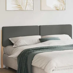 Lits & Accessoires-vidaXL Tête de lit capitonnée 200 cm Pin massif Marron et gris clair