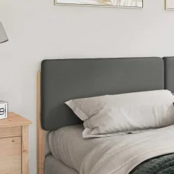 Lits & Accessoires-vidaXL Tête de lit capitonnée 200 cm Pin massif Marron et gris clair