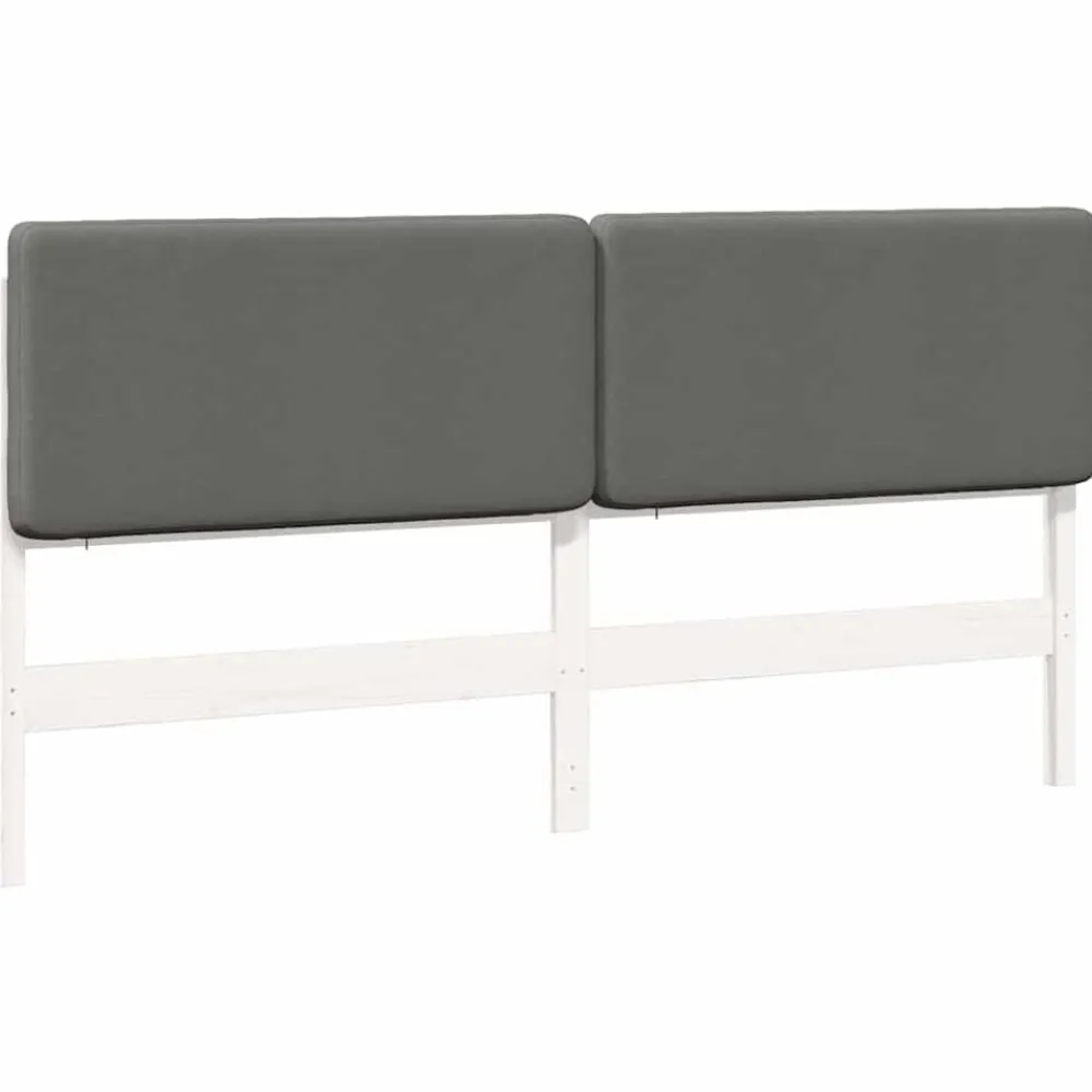 Lits & Accessoires-vidaXL Tête de lit capitonnée 200 cm Pin massif Blanc et gris clair