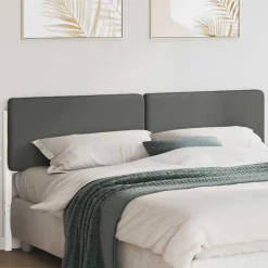 Lits & Accessoires-vidaXL Tête de lit capitonnée 200 cm Pin massif Blanc et gris clair