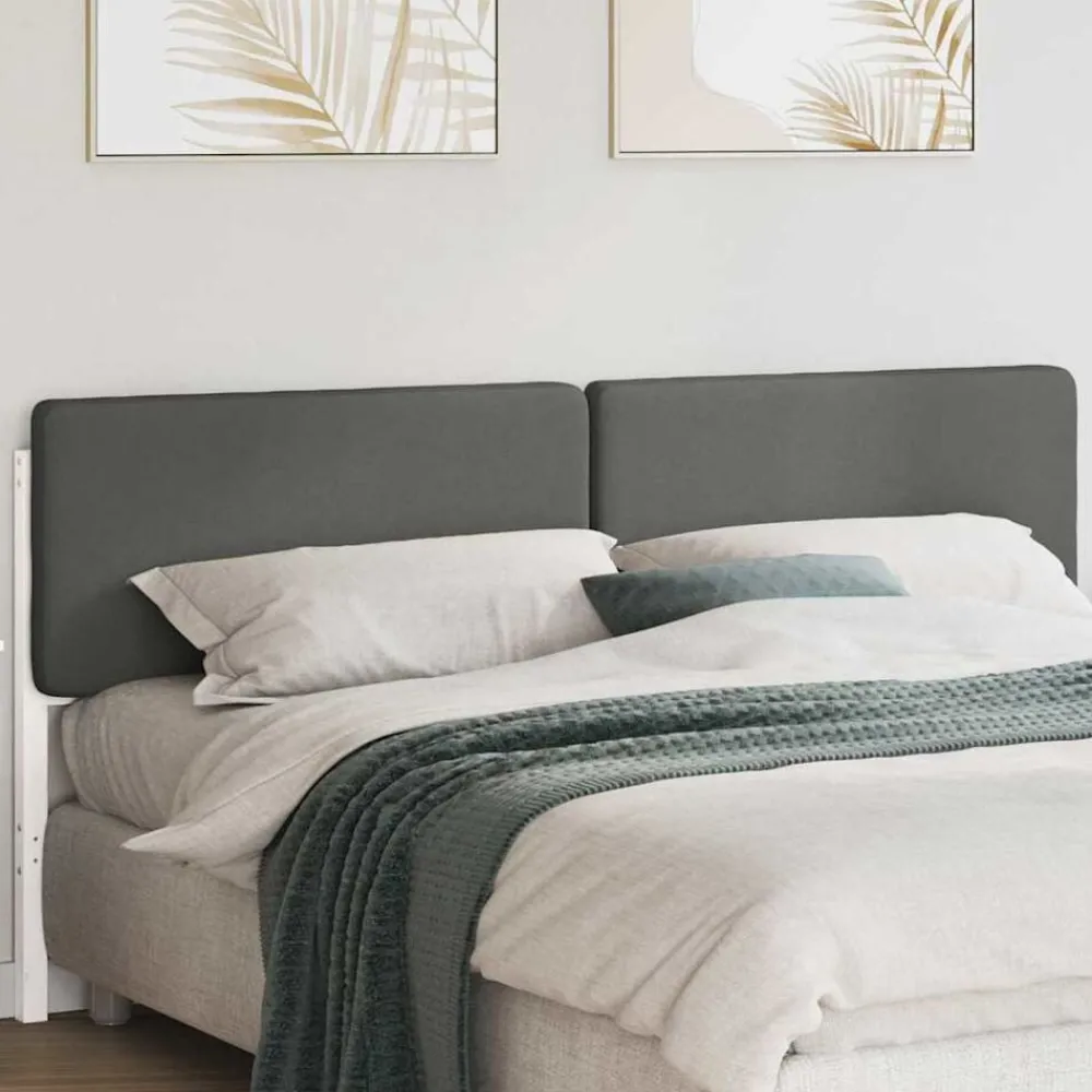 Lits & Accessoires-vidaXL Tête de lit capitonnée 200 cm Pin massif Blanc et gris clair