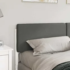 Lits & Accessoires-vidaXL Tête de lit capitonnée 200 cm Pin massif Blanc et gris clair