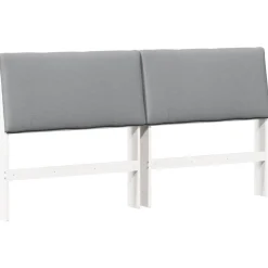 Lits & Accessoires-vidaXL Tête de lit capitonnée Gris clair 200 cm Pin massif Blanc et gris clair