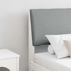 Lits & Accessoires-vidaXL Tête de lit capitonnée Gris clair 200 cm Pin massif Blanc et gris clair