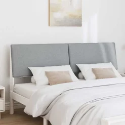 Lits & Accessoires-vidaXL Tête de lit capitonnée Gris clair 200 cm Pin massif Blanc et gris clair