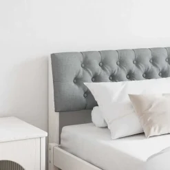 Lits & Accessoires-vidaXL Tête de lit capitonnée Gris clair 200 cm Pin massif Blanc et gris clair