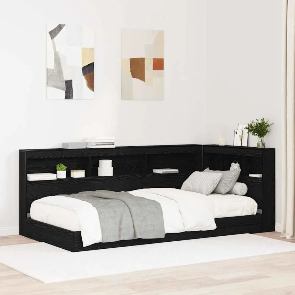Lits & Accessoires-vidaXL Tête de lit de rangement Chêne noir 80 cm Bois d'ingénierie Chêne noir