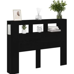 vidaXL Tête de lit LED avec étagère Chêne noir 140 x 18,5 x 103,5 cm