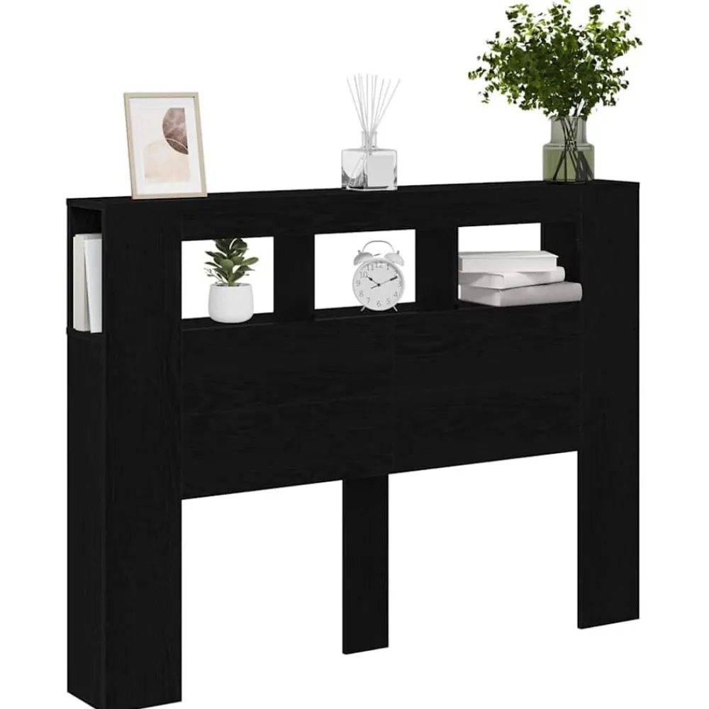 vidaXL Tête de lit LED avec étagère Chêne noir 140 x 18,5 x 103,5 cm