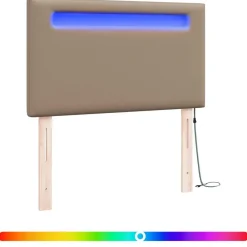 Lits & Accessoires-vidaXL Tête de lit LED 90 cm Cuir synthétique Cappuccino