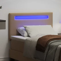 Lits & Accessoires-vidaXL Tête de lit LED 90 cm Cuir synthétique Cappuccino