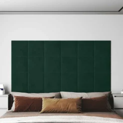 Matériaux De Construction-vidaXL Tête de lit murale 12 pcs 30 x 30 cm Velours Vert foncé