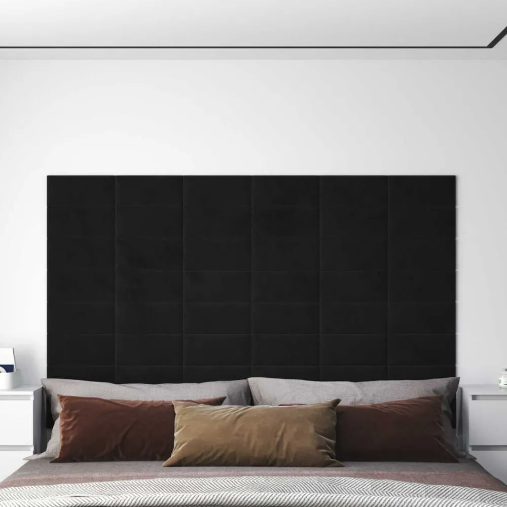 Matériaux De Construction|Décorations-vidaXL Tête de lit murale 12 pcs 30 x 15 cm Velours Noir
