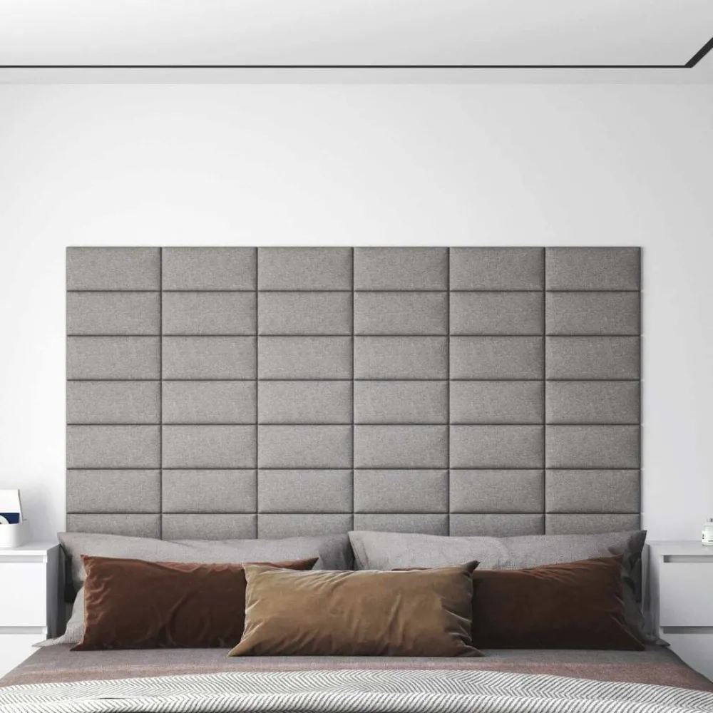 Matériaux De Construction-vidaXL Tête de lit murale 12 pcs 30 x 15 cm tissu Gris clair