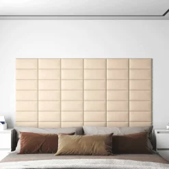 vidaXL Tête de lit murale 12 pcs Crème 30 x 15 cm tissu