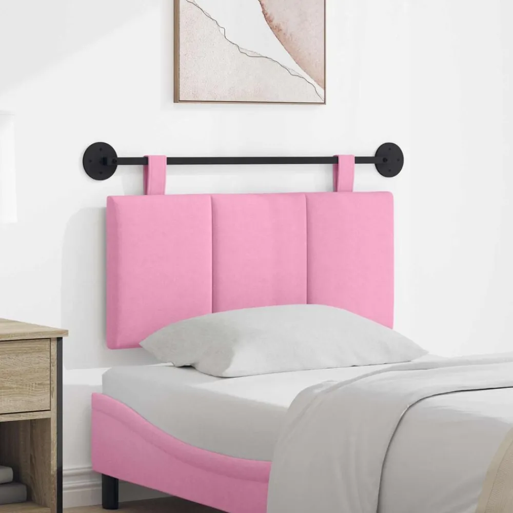 Lits & Accessoires-vidaXL Tête de lit suspendue Montage mural 90 x 55 x 5 cm tissu Rose